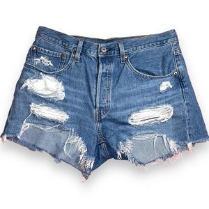 Women’s Levi’s 501 Cut Off Distressed Shorts Size W30 Button Up Fly
